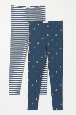 FatFace Blue Star Stripe Leggings 2 Pack