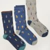 FatFace Blue Beer Socks 3 Pack