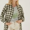 FatFace Green Billie Check Longline Shirt