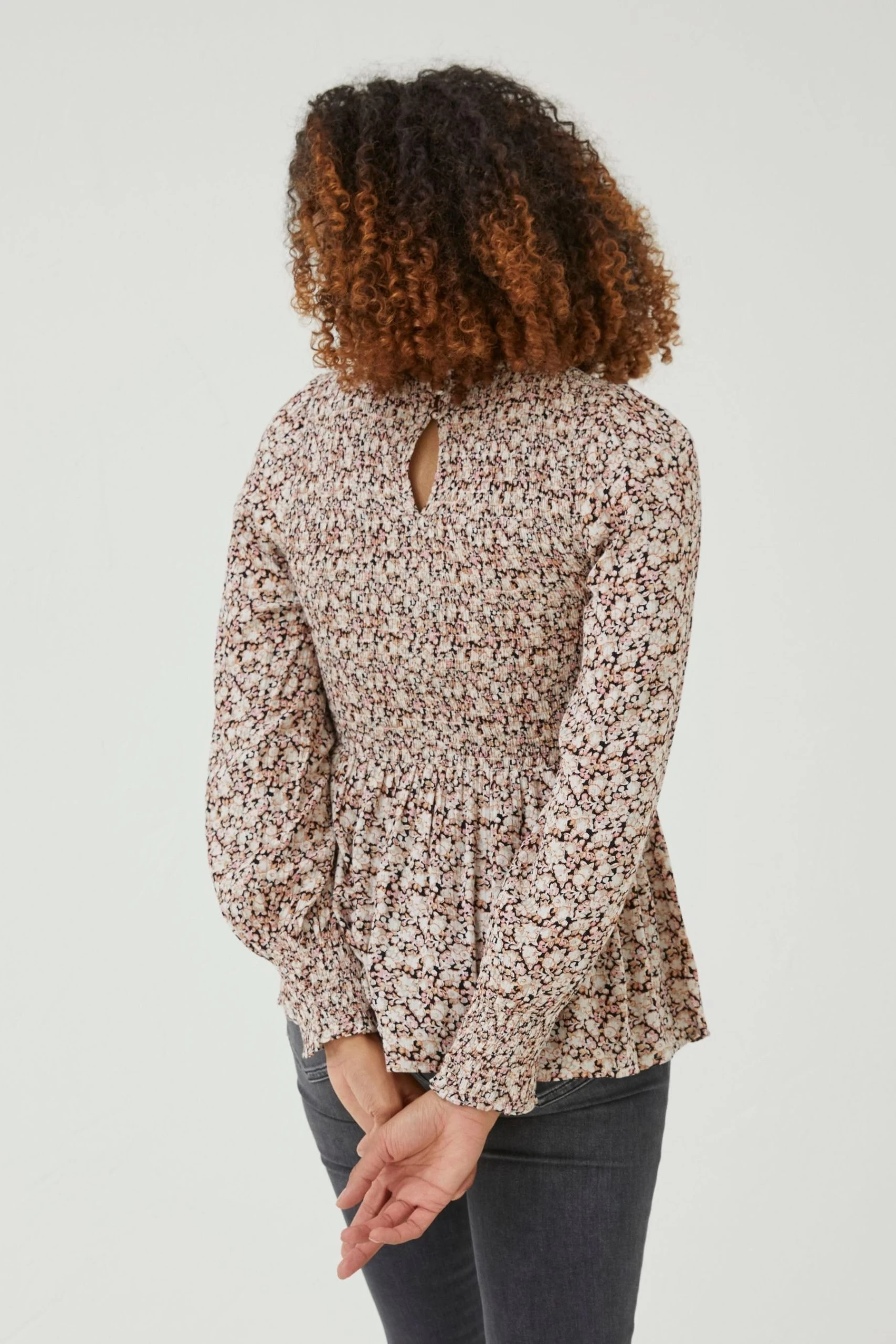 FatFace Fran Brown Meadow Spring Shirred Top 2 FatFace Fran Brown Meadow Spring Shirred Top - Image 2