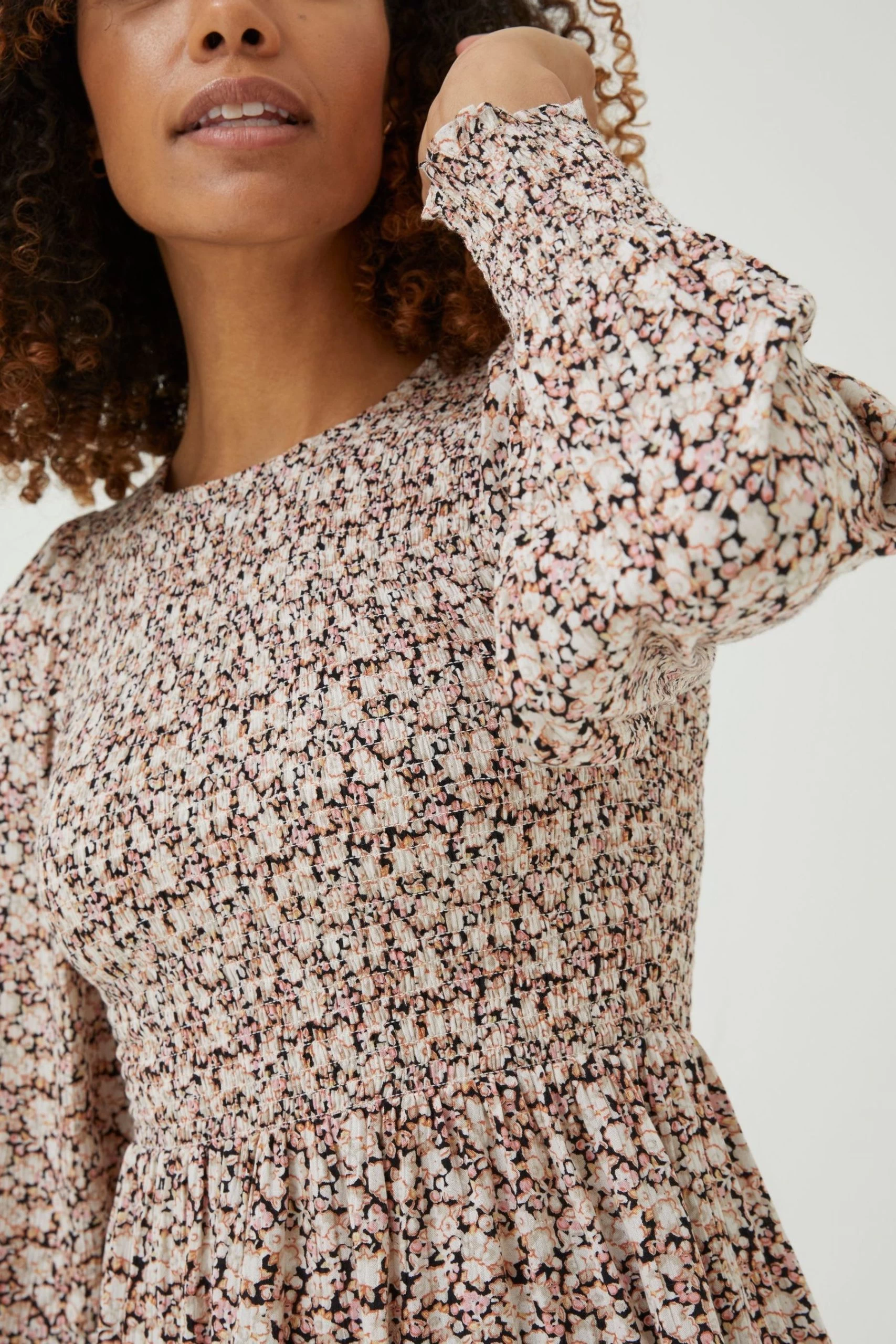 FatFace Fran Brown Meadow Spring Shirred Top 4 FatFace Fran Brown Meadow Spring Shirred Top - Image 4