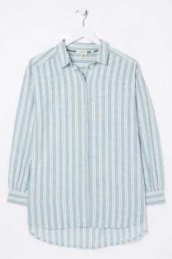 FatFace Blue Billie Stripe Longline Shirt -Fashion Clothing Store D57 534s6
