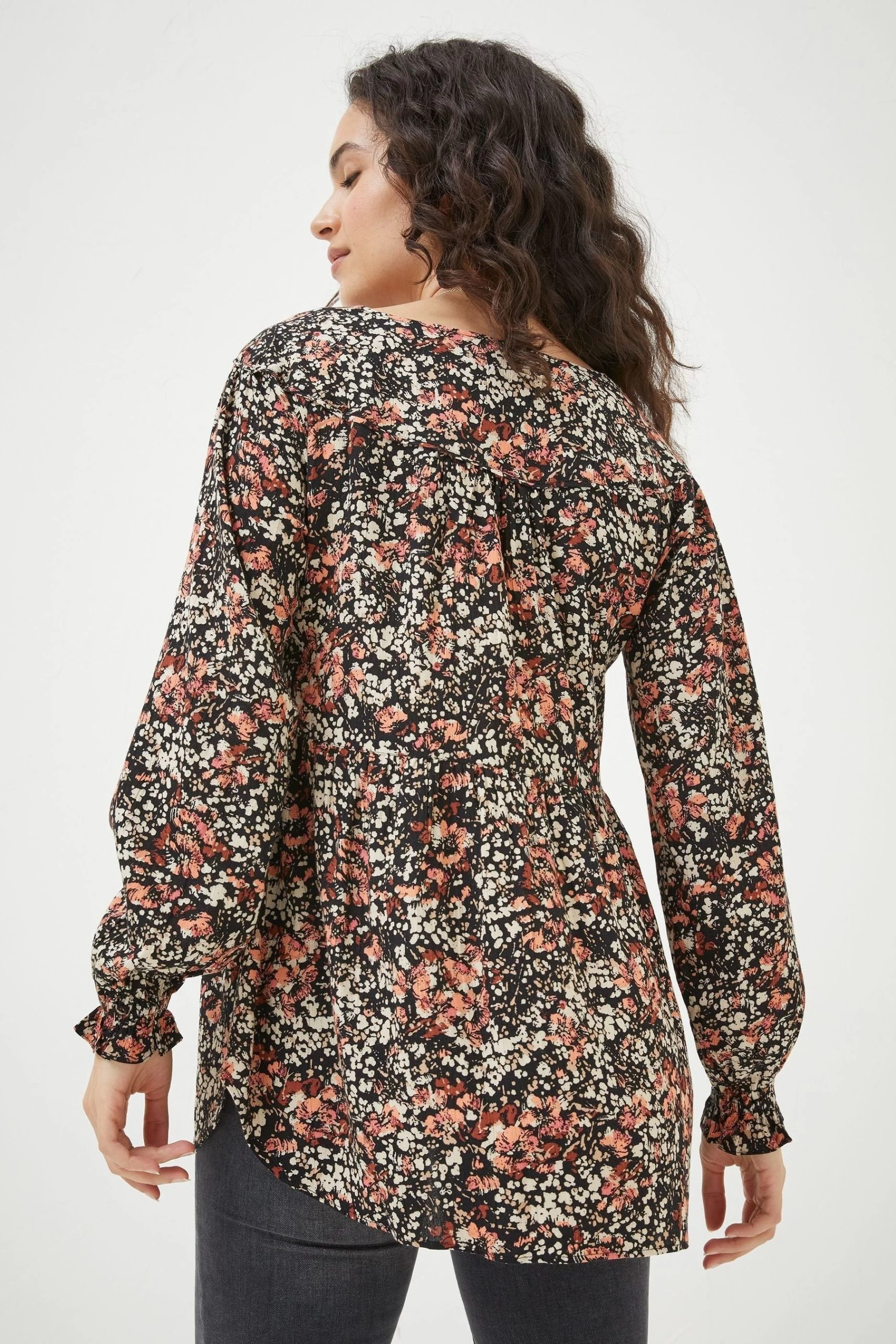 FatFace Dylan Blush Longline Black Blouse 2 FatFace Dylan Blush Longline Black Blouse - Image 2