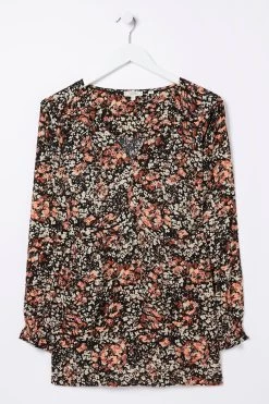 FatFace Dylan Blush Longline Black Blouse 9 FatFace Dylan Blush Longline Black Blouse -Fashion Clothing Store D57 535s5