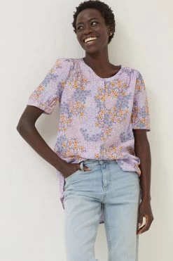 FatFace Purple Jodie Meadow Patch Blouse