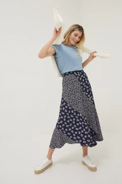FatFace Blue Naomi Daisy Midi Skirt -Fashion Clothing Store D57 565s3