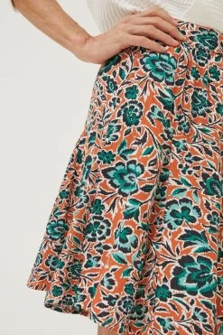 FatFace Orange Wynne Sketched Floral Skirt -Fashion Clothing Store D57 567s3