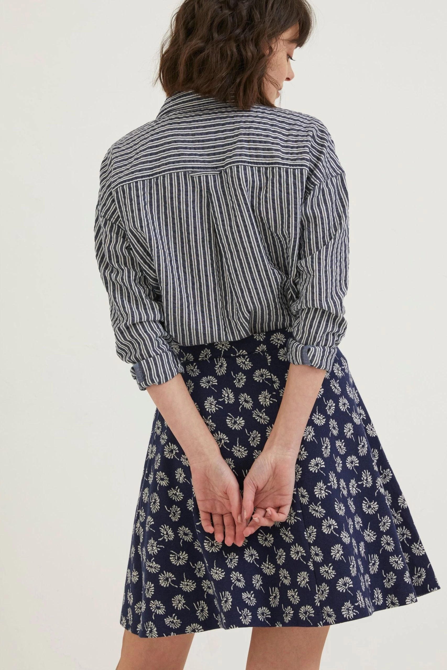 FatFace Blue Bamford Daisy Jersey Skirt 2 FatFace Blue Bamford Daisy Jersey Skirt - Image 2