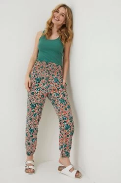 FatFace Orange Shirred Cuffed Sketched Trousers