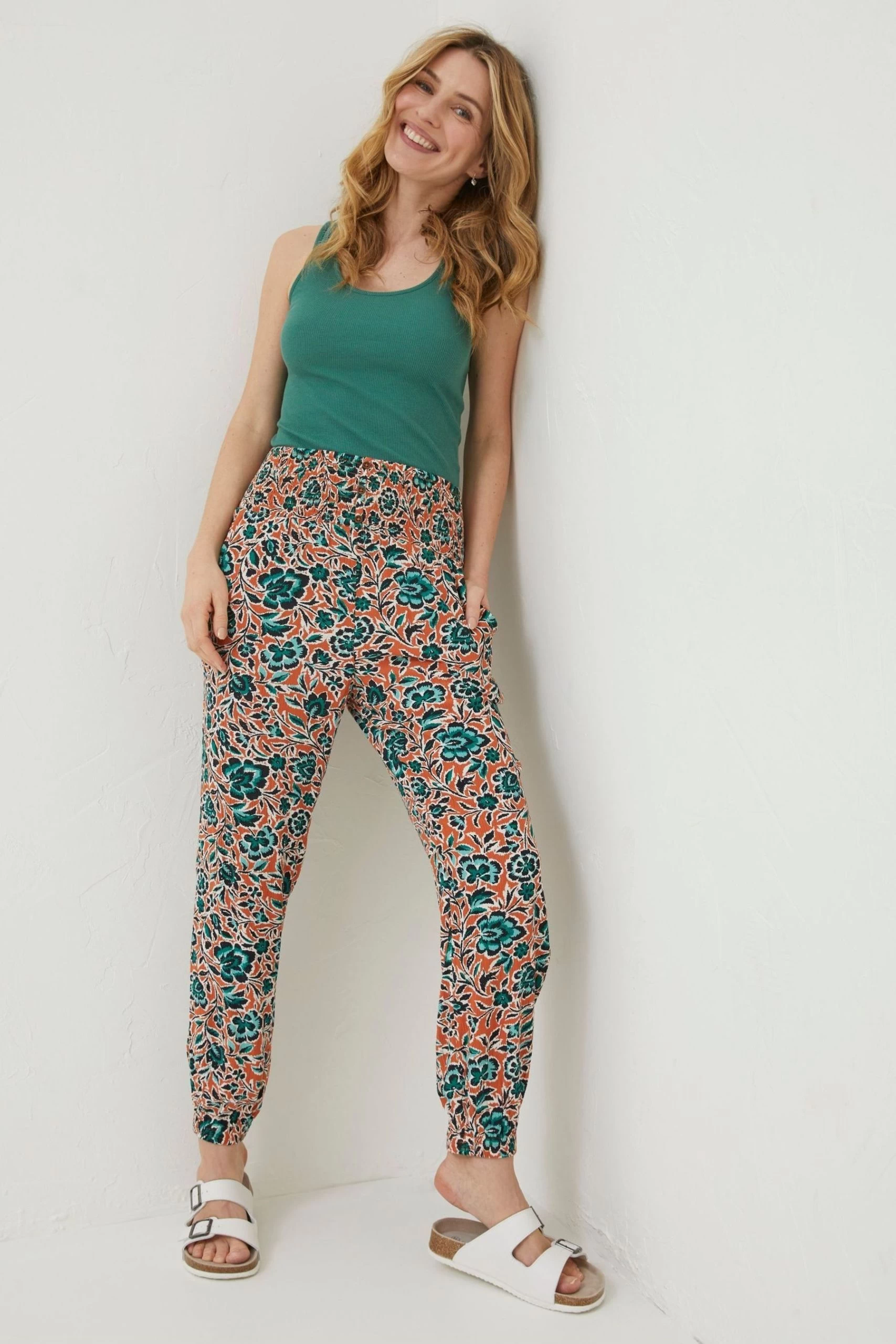 FatFace Orange Shirred Cuffed Sketched Trousers 1 FatFace Orange Shirred Cuffed Sketched Trousers