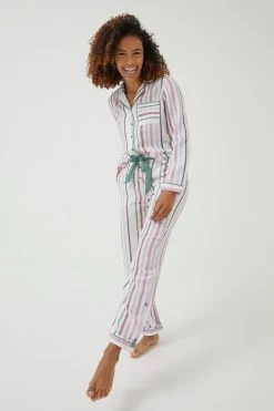 FatFace Natural Stripe Pyjama Set