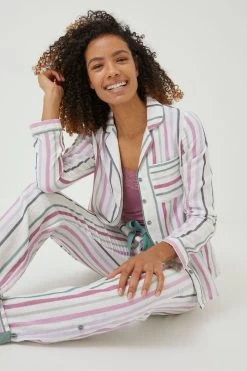 FatFace Natural Stripe Pyjama Set -Fashion Clothing Store D57 590s3