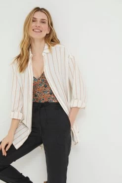 FatFace Billie Linen Blend White Shirt