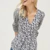 FatFace Frankie Springtime Wrap Black Blouse