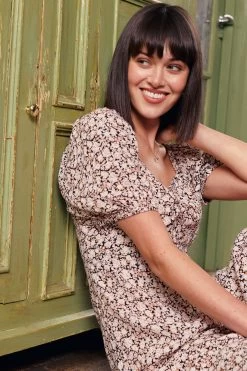 FatFace Tania Meadow Spring Midi Brown Dress -Fashion Clothing Store D57 773s3