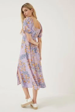 FatFace Purple Tania Meadow Midi Dress -Fashion Clothing Store D57 774s5