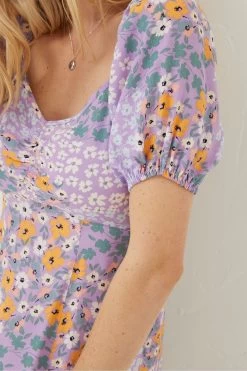 FatFace Purple Tania Meadow Midi Dress -Fashion Clothing Store D57 774s8