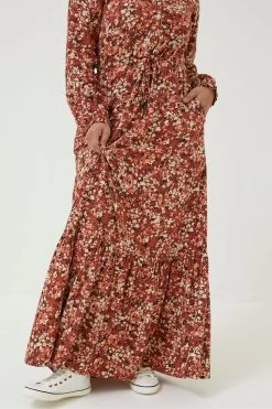 FatFace Joyce Blush Floral Maxi Brown Dress -Fashion Clothing Store D57 775s4