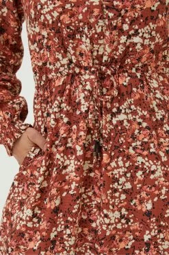 FatFace Joyce Blush Floral Maxi Brown Dress -Fashion Clothing Store D57 775s5