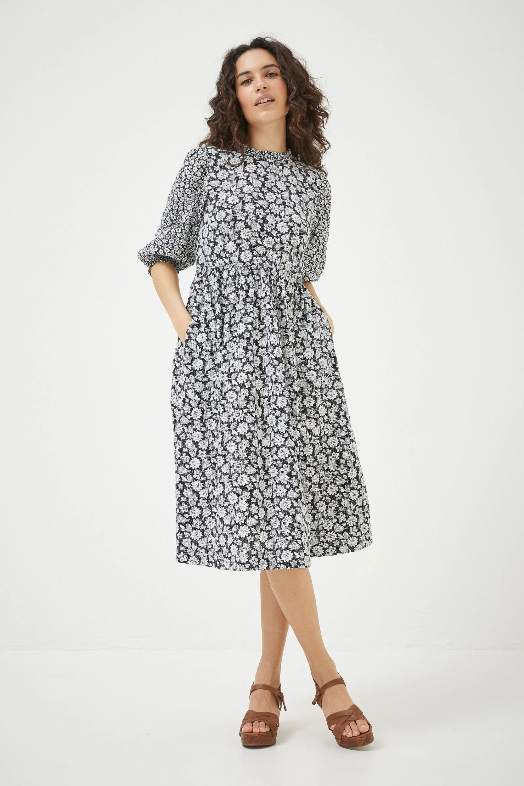 FatFace Hadley Springtime Midi Black Dress 1 FatFace Hadley Springtime Midi Black Dress
