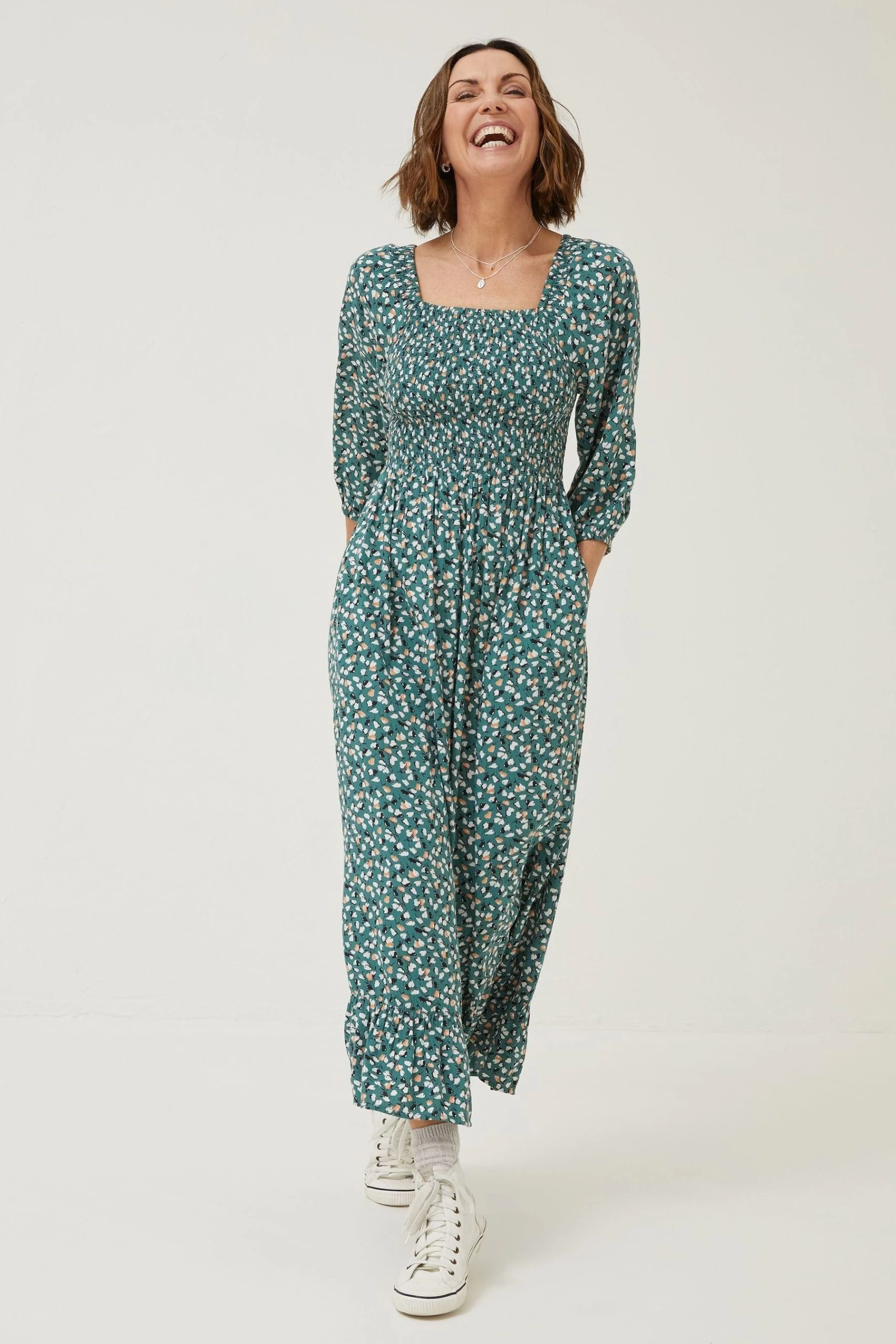 FatFace Green Adele Ditsy Pears Midi Dress 2 FatFace Green Adele Ditsy Pears Midi Dress - Image 2