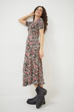 FatFace Delilah Blush Midi Black Dress