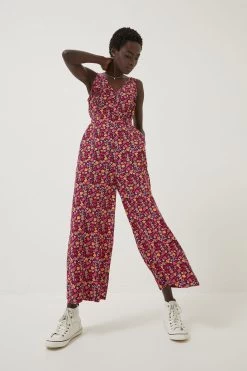 FatFace Red Aderyn Retro Ditsy Jumpsuit