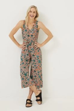 FatFace Orange Aderyn Sketched Jumpsuit