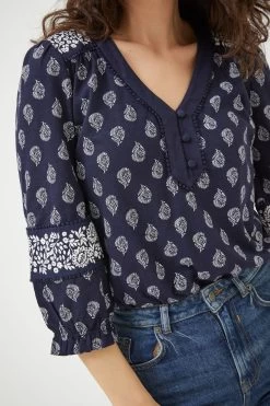 FatFace Blue Kai Batik Floral Top -Fashion Clothing Store D57 793s4