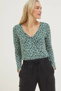FatFace Green Rhian Ditsy Pears Top