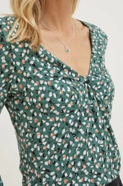 FatFace Green Rhian Ditsy Pears Top -Fashion Clothing Store D57 800s3