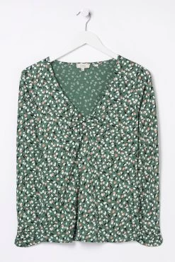 FatFace Green Rhian Ditsy Pears Top -Fashion Clothing Store D57 800s4