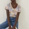 FatFace Natural Maggie Meadow Patchwork T-Shirt