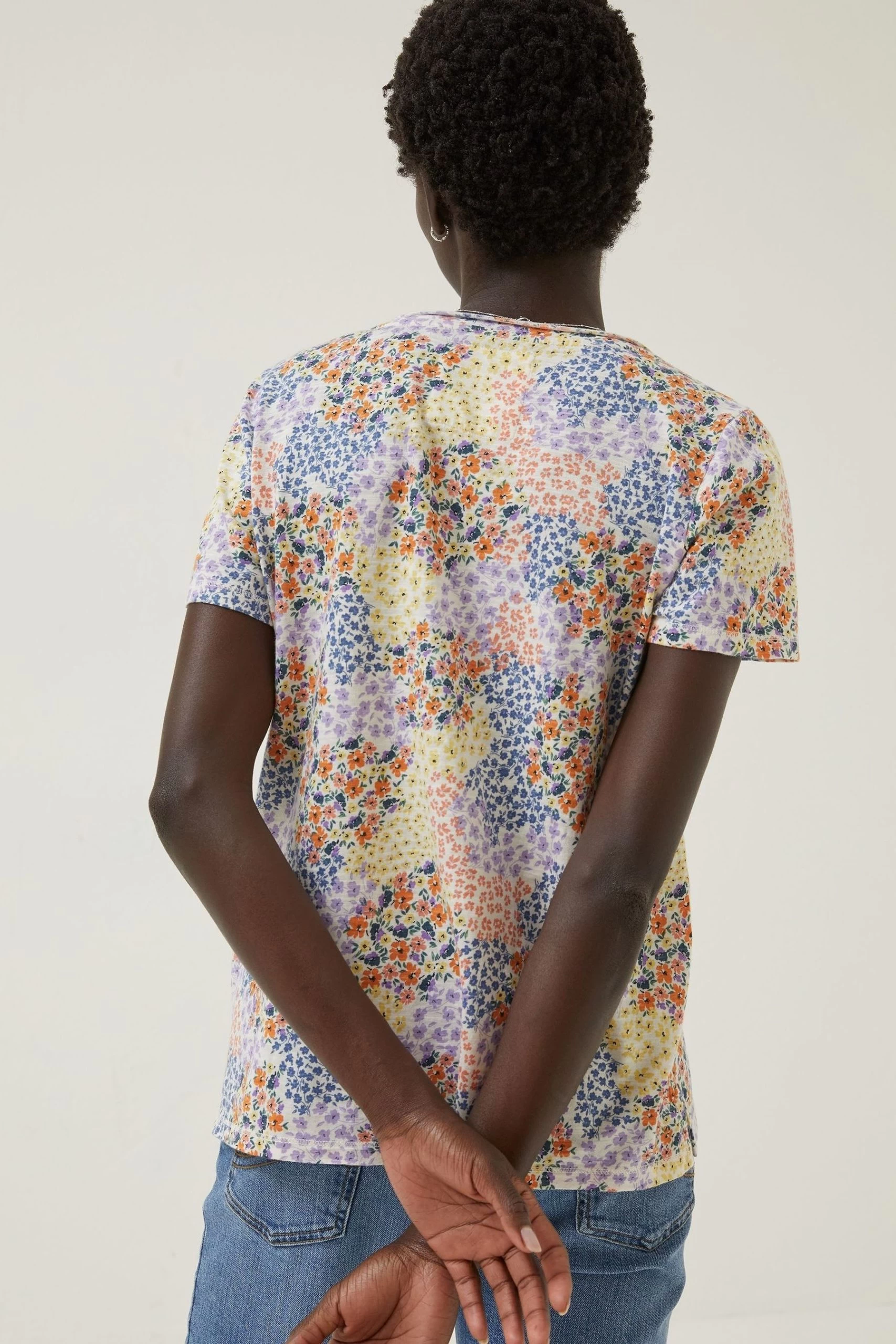 FatFace Natural Maggie Meadow Patchwork T-Shirt 2 FatFace Natural Maggie Meadow Patchwork T-Shirt - Image 2