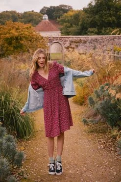 FatFace Red Maddox Retro Ditsy Dress