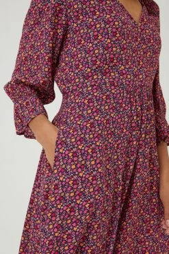 FatFace Red Maddox Retro Ditsy Dress -Fashion Clothing Store D57 851s6