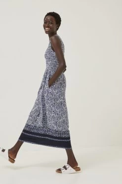FatFace Blue Anna Batik Midi Dress -Fashion Clothing Store D57 855s3
