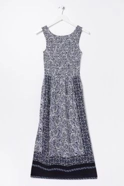 FatFace Blue Anna Batik Midi Dress -Fashion Clothing Store D57 855s6