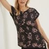 FatFace Ivy Blush Floral Graphic Black T-Shirt
