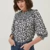 FatFace Sienna Springtime Floral Black Top