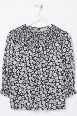 FatFace Sienna Springtime Floral Black Top -Fashion Clothing Store D57 884s5