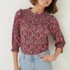 FatFace Red Sienna Retro Ditsy Smock Top