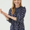 FatFace Blue Sienna Mono Daisy Smock Top