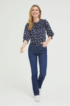 FatFace Blue Sienna Mono Daisy Smock Top 8 FatFace Blue Sienna Mono Daisy Smock Top -Fashion Clothing Store D57 886s3