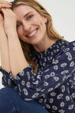 FatFace Blue Sienna Mono Daisy Smock Top 9 FatFace Blue Sienna Mono Daisy Smock Top -Fashion Clothing Store D57 886s4