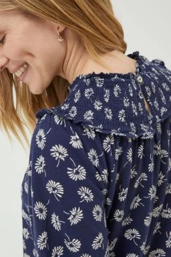 FatFace Blue Sienna Mono Daisy Smock Top 10 FatFace Blue Sienna Mono Daisy Smock Top -Fashion Clothing Store D57 886s5