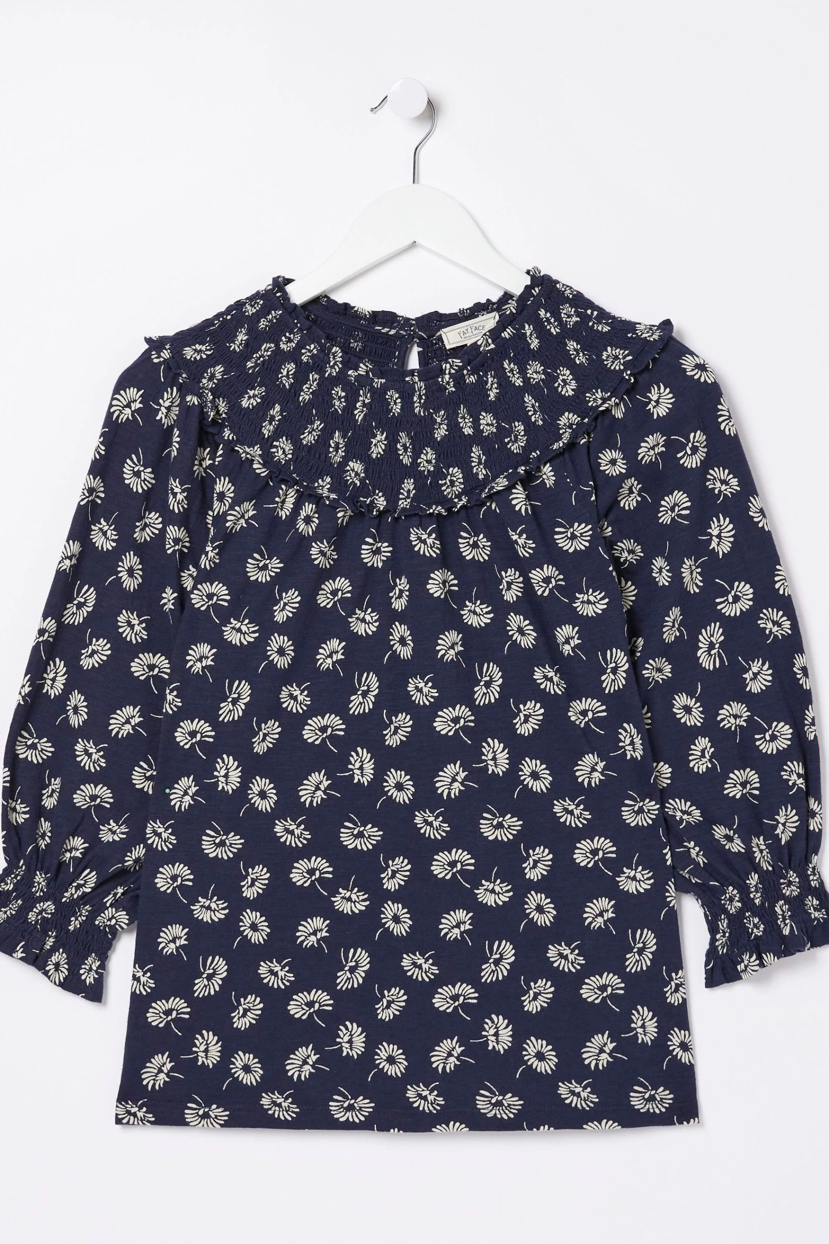 FatFace Blue Sienna Mono Daisy Smock Top 6 FatFace Blue Sienna Mono Daisy Smock Top - Image 6