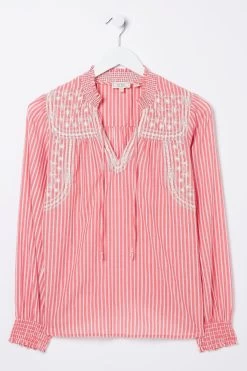 FatFace Red Nellie Stripe Blouse -Fashion Clothing Store D57523s5