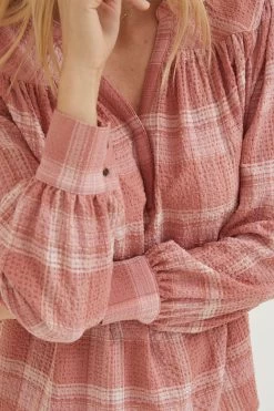 FatFace Lou Brown Check Blouse -Fashion Clothing Store D57528s5