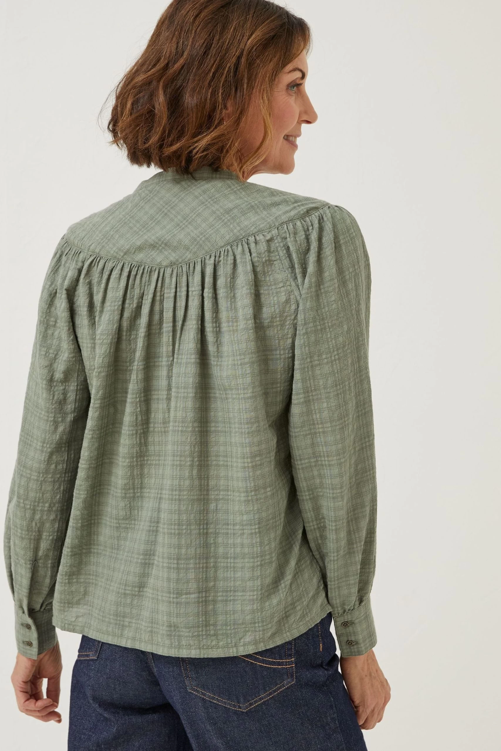 FatFace Green Lou Blouse 2 FatFace Green Lou Blouse - Image 2